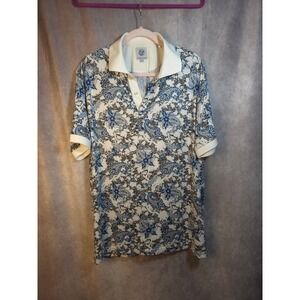 Kilburne Finch Mens XL Paisley Polo Shirt Short Sleeve Button Neck Golf Casual